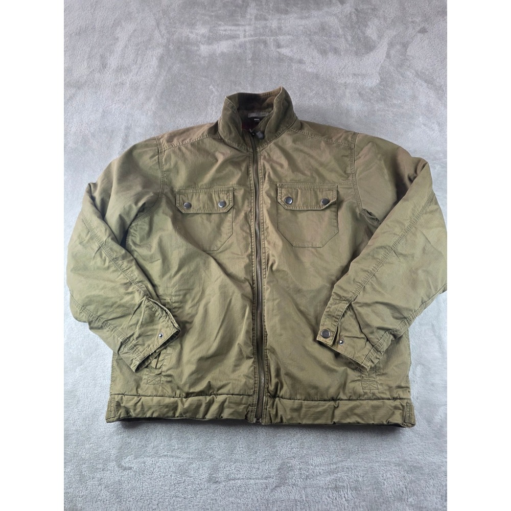 Horny Toad Jacket Mens XL Olive Green Flannel Lined Full Zip Utility Coat